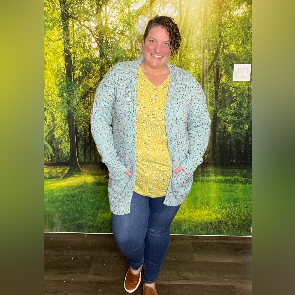 Chunky Knit Confetti Open Front Cardigan